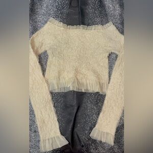 Yellow cream color Zara top , new & never used. & fluffy with pretty fringe.